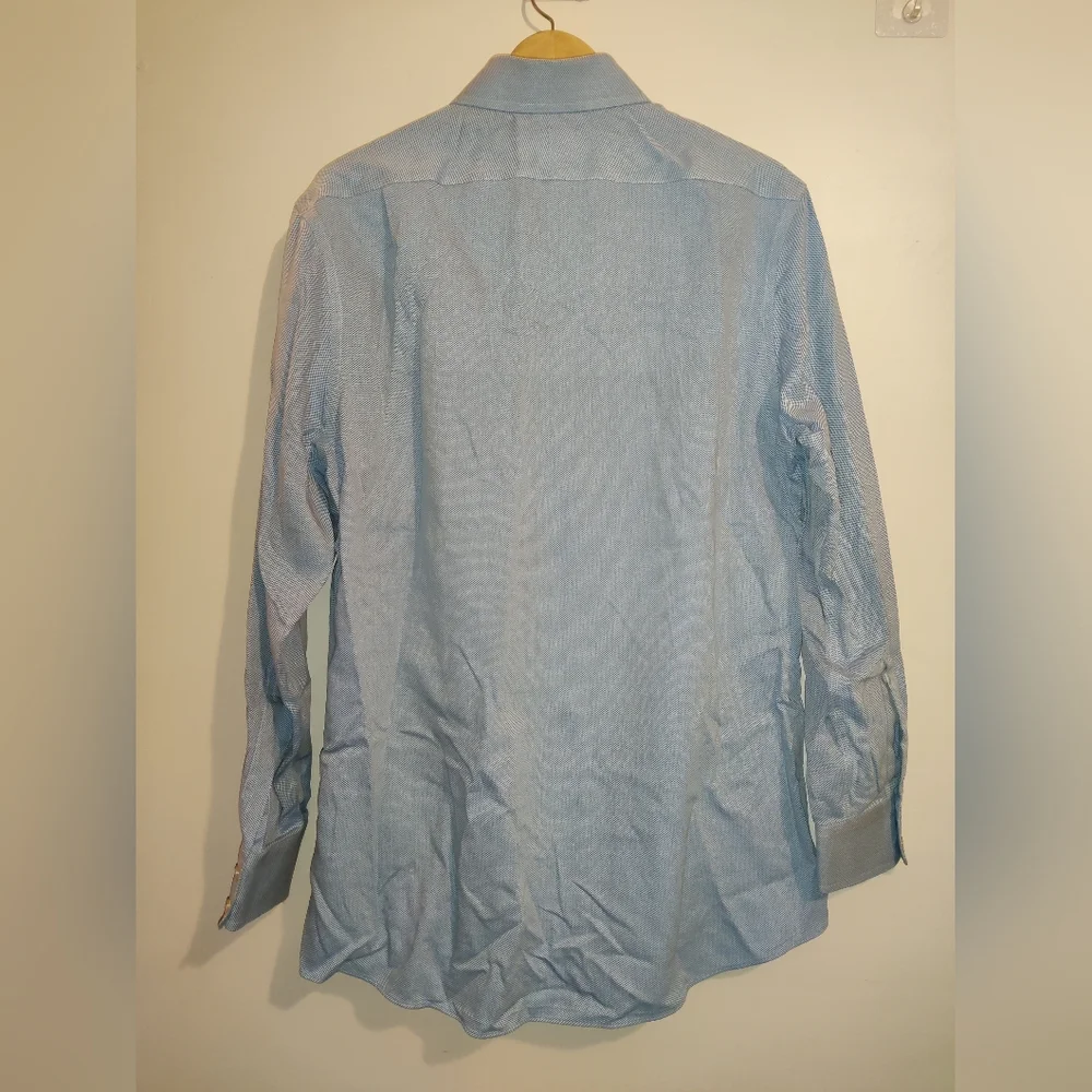 Charles Tyrwhitt Men’s Non-Iron Slim Fit Chevron Dress Shirt Blue 16 - 1/2 - 35" - Picture 3 of 3